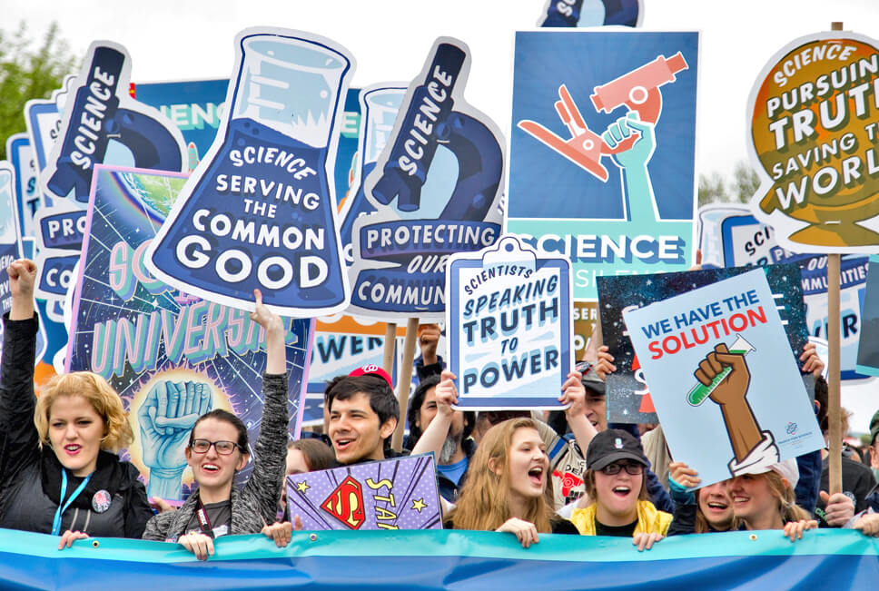 On a rain-soaked day in April 2017, thousands marched in Washington DC to fight for science funding and its inclusion in policy decisions. Credit: Vlad Tchompalov